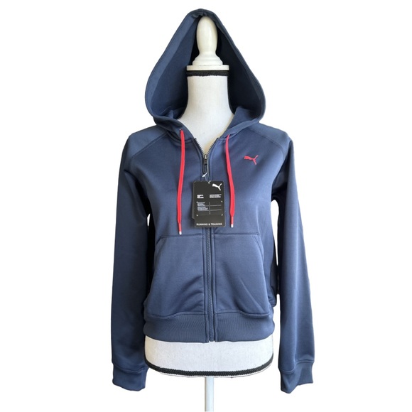 Puma Women’s Athletic Blue Power Fleece Jogger Zip Up Tracksuit Sweatsuit - Picture 2 of 5